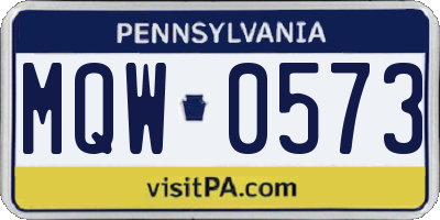 PA license plate MQW0573