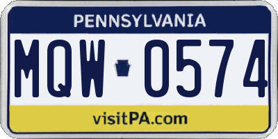 PA license plate MQW0574