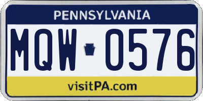PA license plate MQW0576