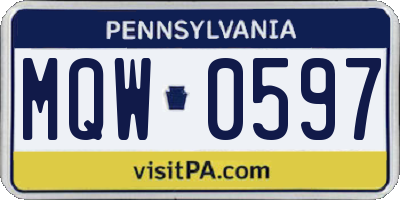 PA license plate MQW0597