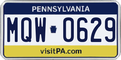 PA license plate MQW0629