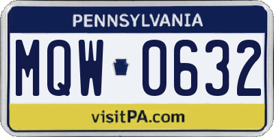 PA license plate MQW0632