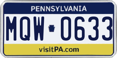 PA license plate MQW0633