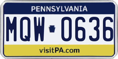 PA license plate MQW0636
