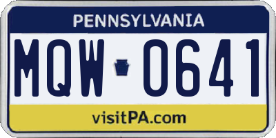 PA license plate MQW0641
