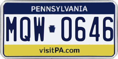 PA license plate MQW0646