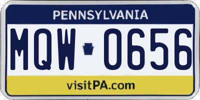PA license plate MQW0656