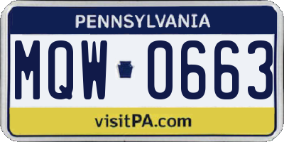 PA license plate MQW0663
