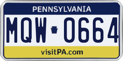 PA license plate MQW0664