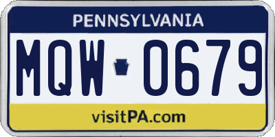PA license plate MQW0679