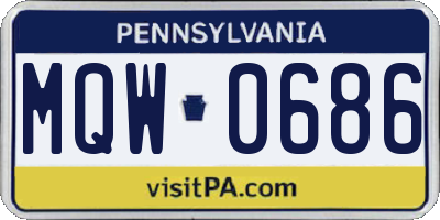 PA license plate MQW0686