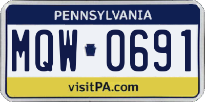 PA license plate MQW0691