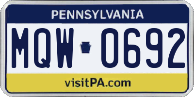 PA license plate MQW0692