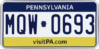 PA license plate MQW0693