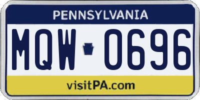 PA license plate MQW0696