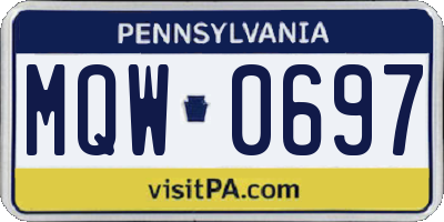 PA license plate MQW0697