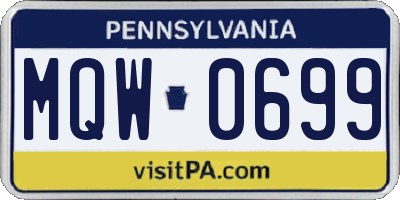 PA license plate MQW0699