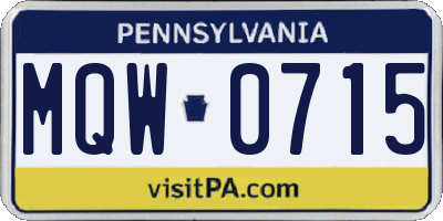 PA license plate MQW0715