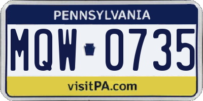 PA license plate MQW0735