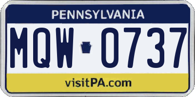 PA license plate MQW0737
