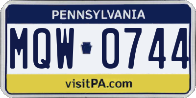 PA license plate MQW0744