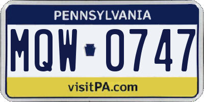 PA license plate MQW0747