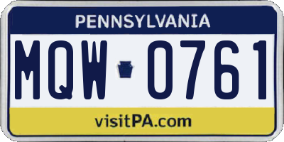 PA license plate MQW0761