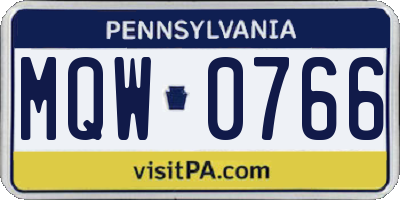 PA license plate MQW0766