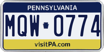 PA license plate MQW0774
