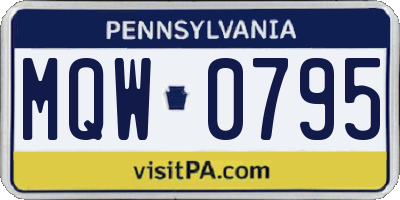 PA license plate MQW0795