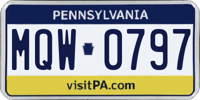 PA license plate MQW0797