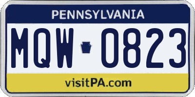 PA license plate MQW0823