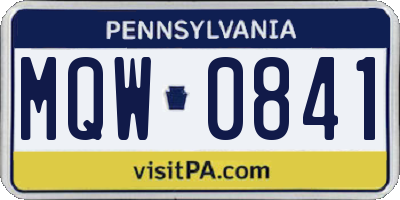 PA license plate MQW0841