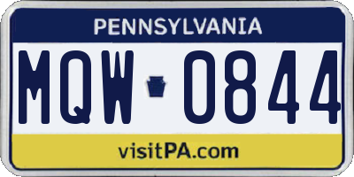 PA license plate MQW0844