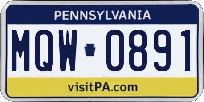 PA license plate MQW0891