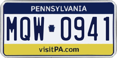 PA license plate MQW0941