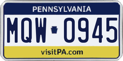 PA license plate MQW0945