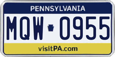 PA license plate MQW0955