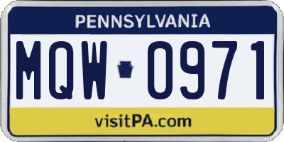 PA license plate MQW0971