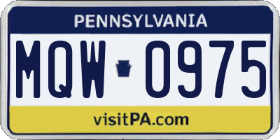 PA license plate MQW0975