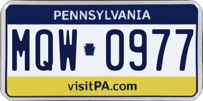 PA license plate MQW0977