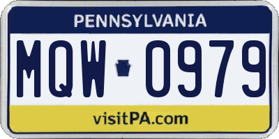 PA license plate MQW0979