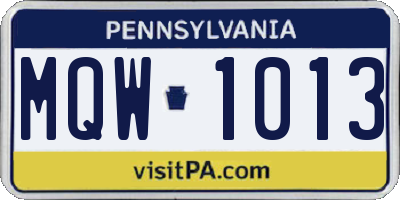 PA license plate MQW1013