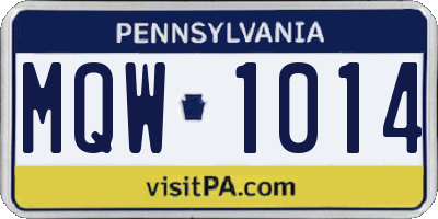 PA license plate MQW1014