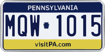 PA license plate MQW1015