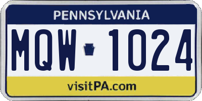 PA license plate MQW1024