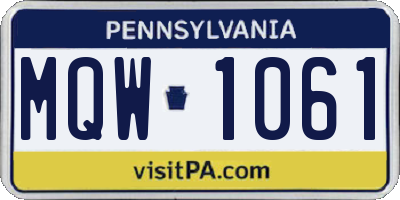 PA license plate MQW1061