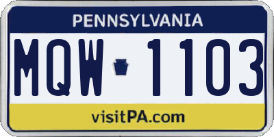 PA license plate MQW1103