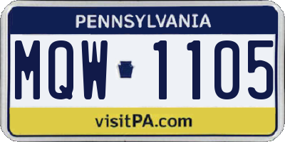 PA license plate MQW1105