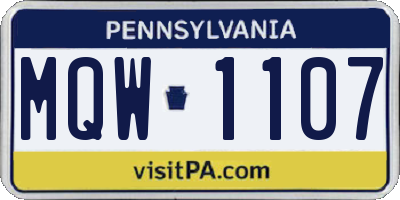 PA license plate MQW1107